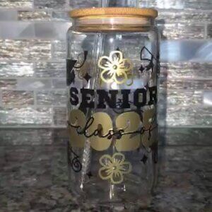16 oz Clear Glass Can Cup 2025 Graduation